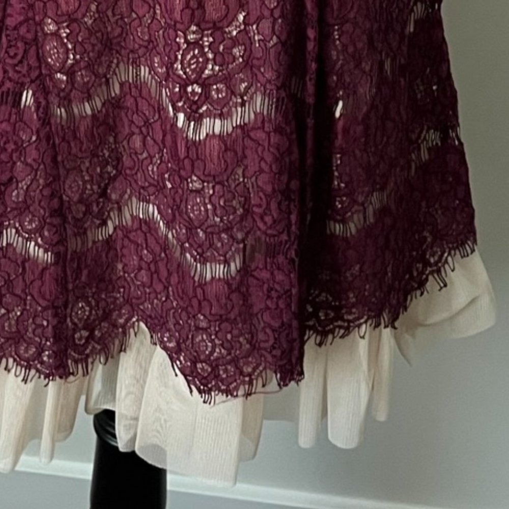 Trixxi Maroon Lace Cocktail Dress S - Picture 3 of 7